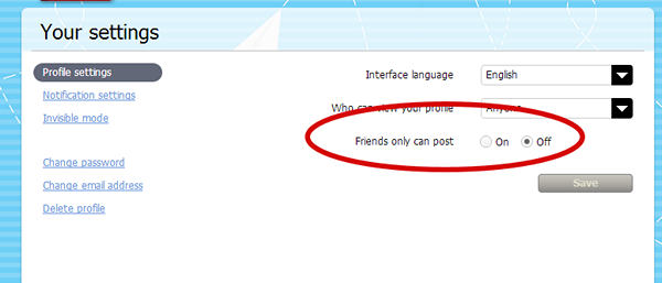 Friends only can post setting in Urban